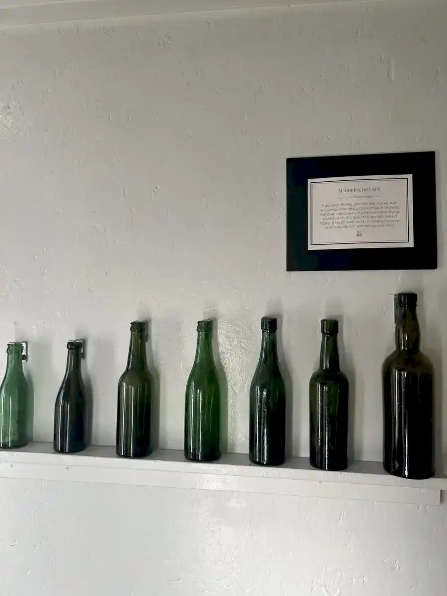 Antique dark green glass bottles
