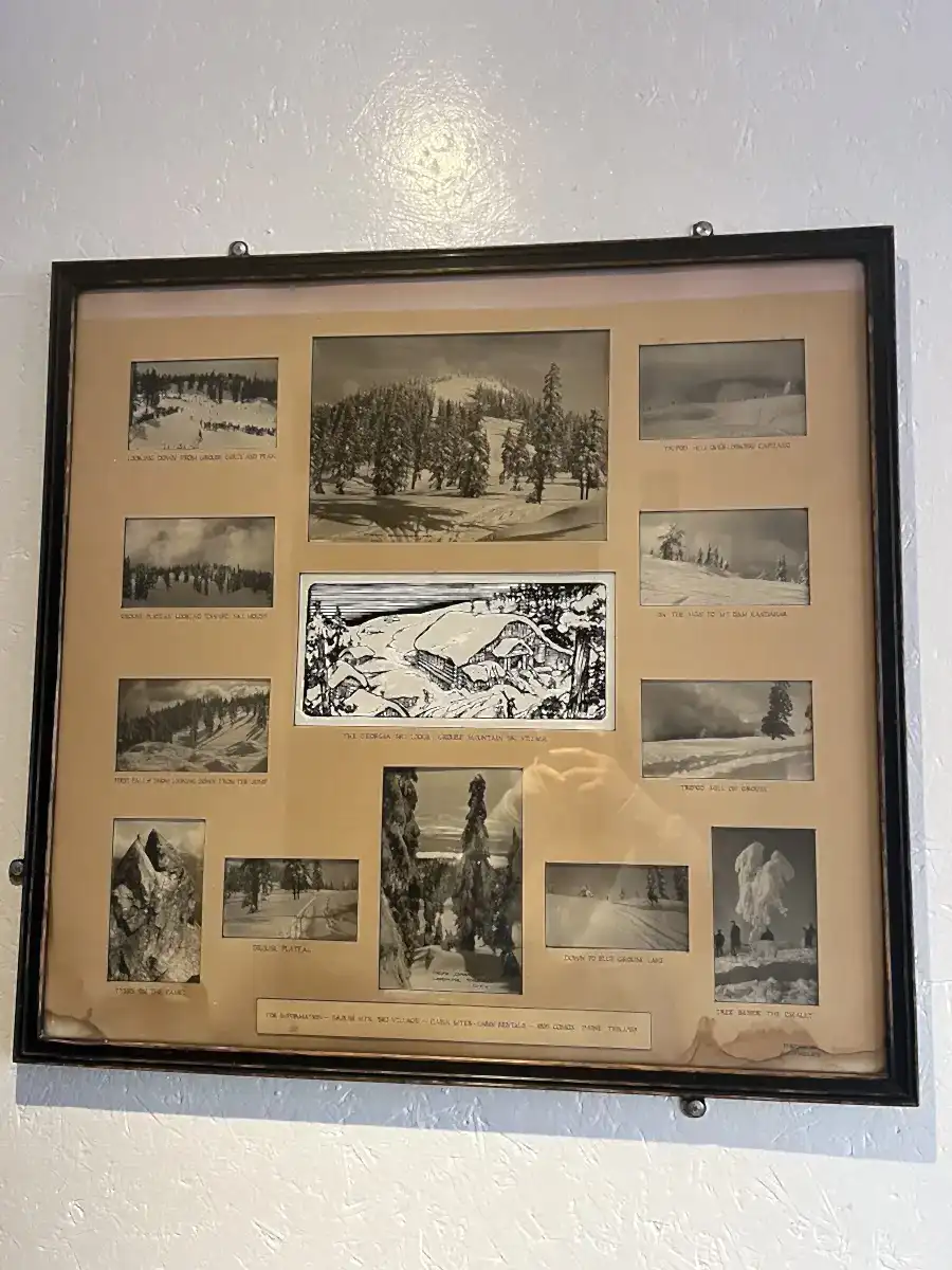 Framed Grouse Mountain ski village photographs c.1940s
