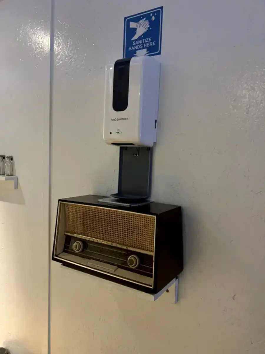 Vintage Loewe Opta tube radio in the hallway