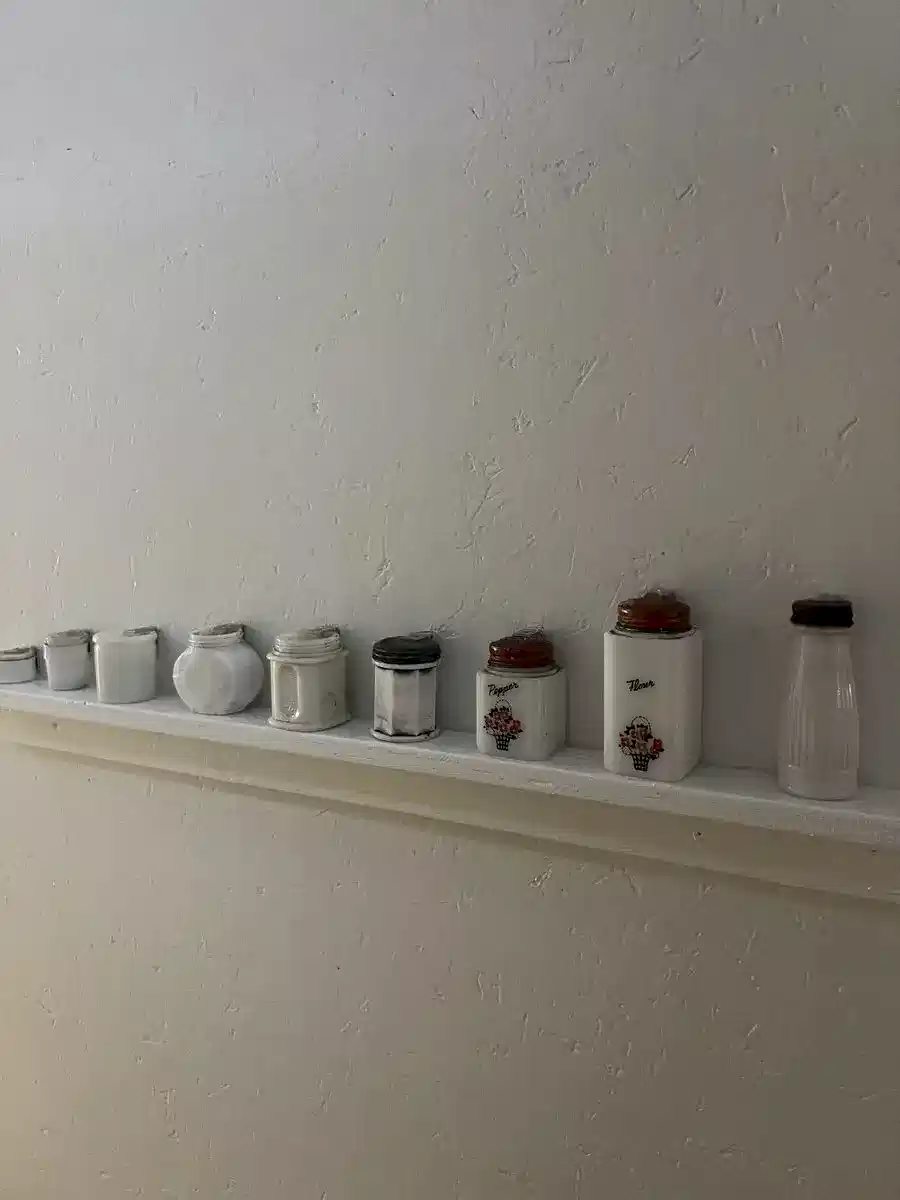 Vintage white ceramic spice jars